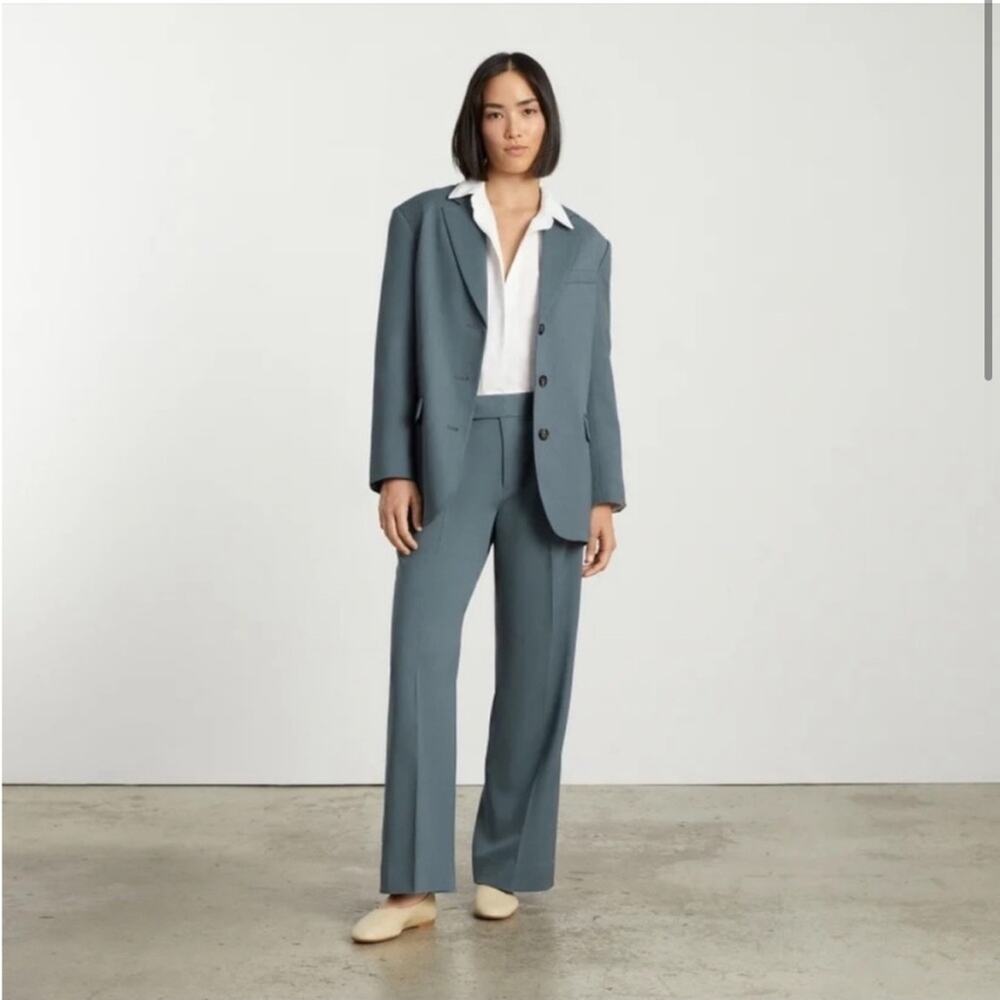 Everlane The ’80s Italian Wool Blazer teal oversized 3 button office casual - Picture 4 of 11